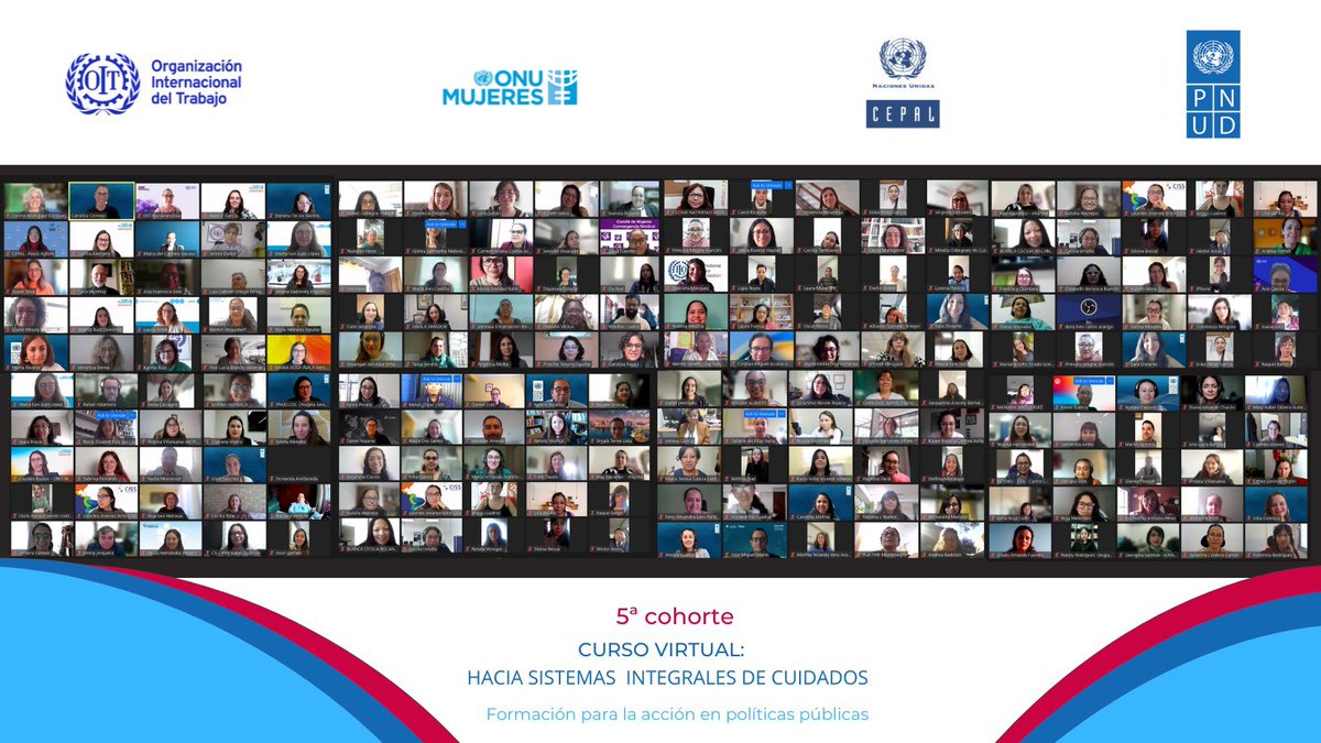 Empezamos la 1ra sesión de la 5️⃣ Cohorte del Curso en línea "Hacia sistemas integrales de cuidados. Formación para la acción en políticas públicas" conducido por la Dra. Corina Rodríguez Enríquez con el aporte de especialistas de #LatAm🌎

¡Gracias a todas y todos por unirse hoy!