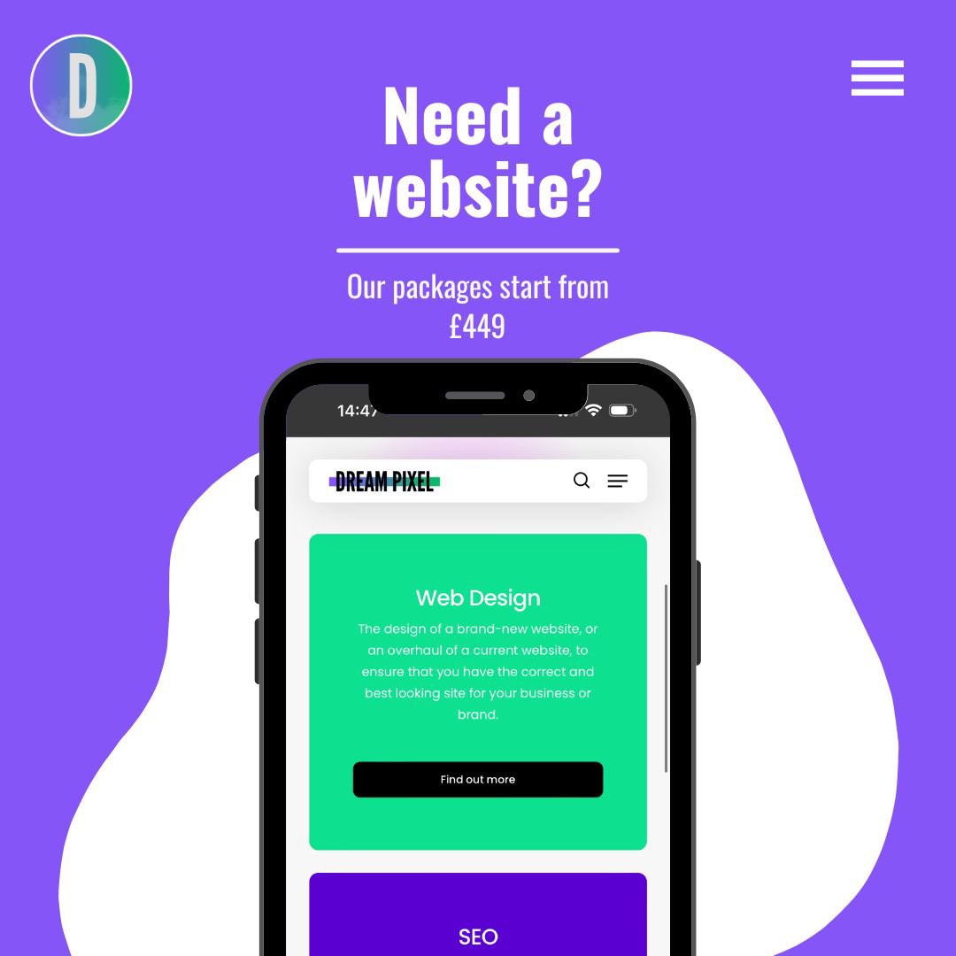 Need a website? We’ve got you covered, with prices starting at £449 💫 

We promise to make you a site that is professional, unique &amp; mobile responsive ☁️

dreampixel.co.uk ✨

#barnstaple #northdevon #webdesignagency #devon #devonbusiness #barnstaplebusiness