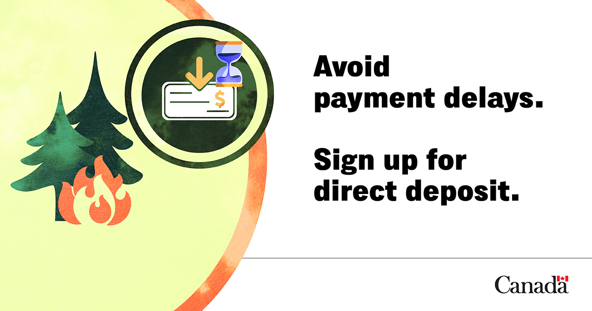 ServiceCanada_E's tweet photo. 1/ Do you receive CPP or OAS payments? Wildfires may affect mail delivery of benefit cheques.

#NWTFire
#YukonFire
#ABFire
#BCFire
#NLFire
#QCFire
#MBFire
#SKFire https://t.co/utKVgfhebZ