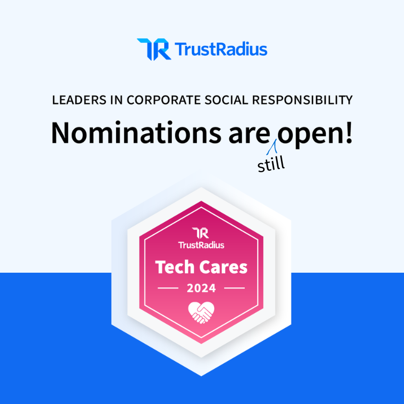 trustradius's tweet image. 🫶 #TechCares Awards nominations are STILL open (until July 22)!

You only have a ⌛ few days left, so go submit those nominations today.

We want to celebrate the companies out there who are making an impact in #CorporateSocialResponsibilty.

Learn more: bit.ly/4cLmGN8