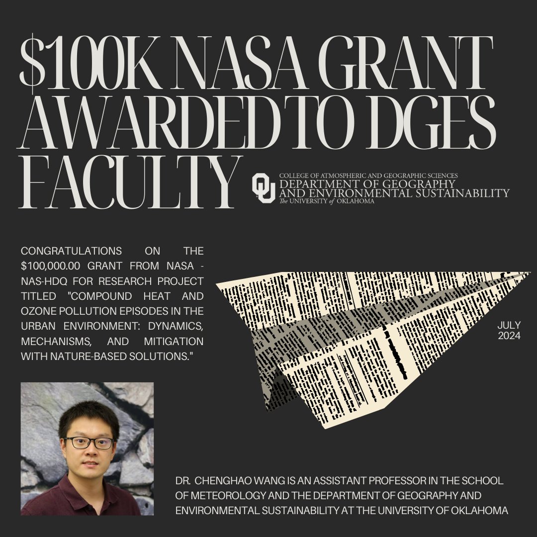 OUDGES's tweet photo. Congratulations to Dr. Wang for receiving a $100,000 NASA grant! https://t.co/EaHfGkUWk5