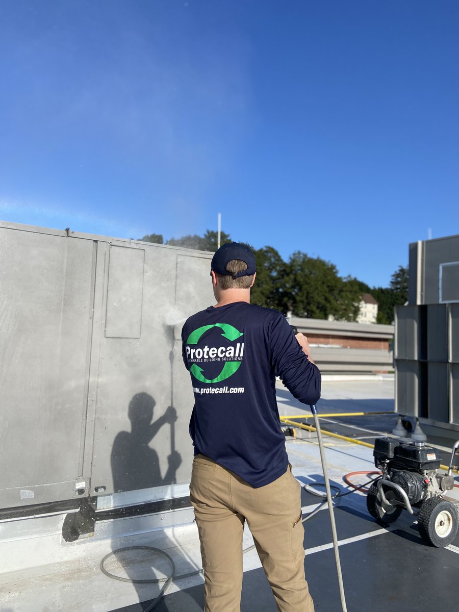 Deep cleaning before coating on-site. Protecall.com
#HVAC #HVACcontractor