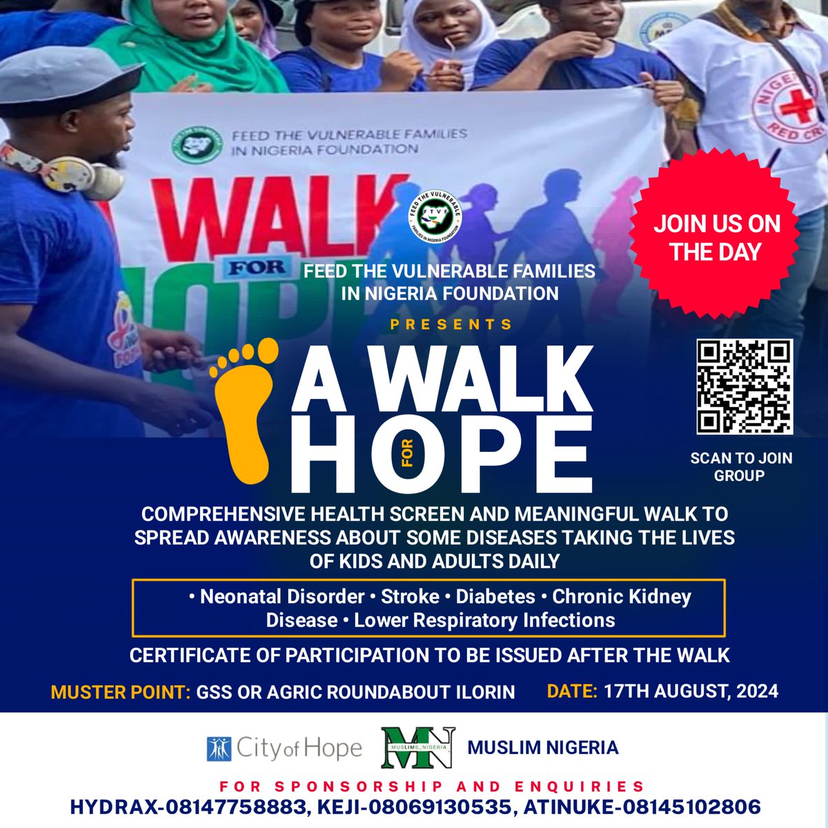 TaqiyahAzeez's tweet photo. Save your spot for our walk for Chronic Kidney Diseases, stroke, neonatal disorder, &amp; lower respiratory infections

Join hundreds in Ilorin who understand how many lives we have lost to these diseases

Join us as we spread awareness. Together, we can
Link:
https://t.co/WM3M6FOt6I https://t.co/AgRSakvYj5