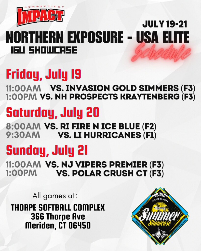 Griffin Paladino (@griffinpaladin0) on Twitter photo Staying close to home this weekend at Northern Exposure. Fun schedule ahead of us can’t wait!! <a href="/CTImpactRegAL/">CT Impact 16u/18u Showcase</a> <a href="/CTImpactSB/">Connecticut Impact Softball Club 2025</a> <a href="/FastpitchImpact/">Connecticut Impact Fastpitch Organization</a> <a href="/WardeSoftball/">Fairfield Warde Softball</a> Staying close to home this weekend at Northern Exposure. Fun schedule ahead of us can’t wait!! <a href="/CTImpactRegAL/">CT Impact 16u/18u Showcase</a> <a href="/CTImpactSB/">Connecticut Impact Softball Club 2025</a> <a href="/FastpitchImpact/">Connecticut Impact Fastpitch Organization</a> <a href="/WardeSoftball/">Fairfield Warde Softball</a>
