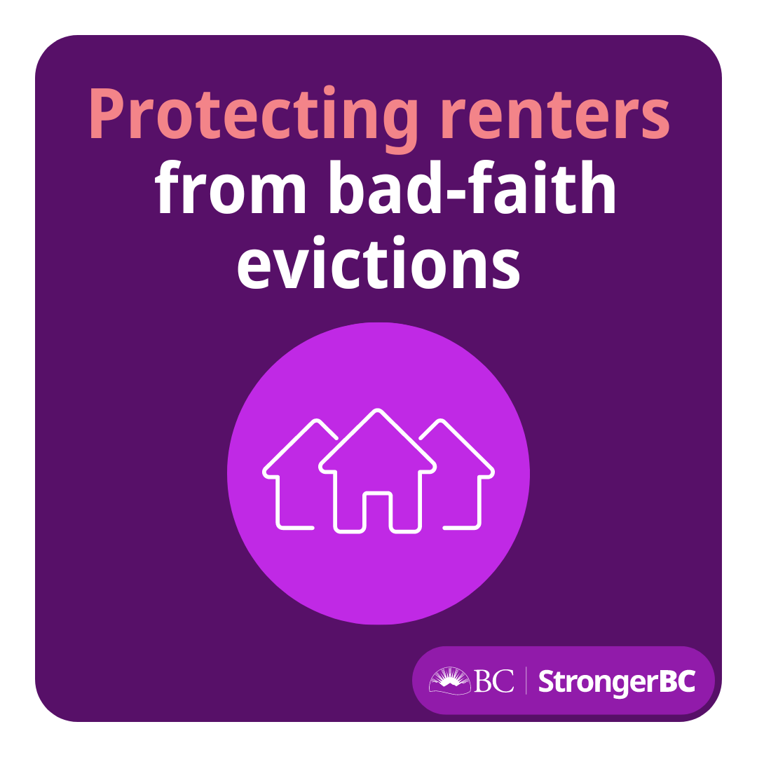 As of today, landlords need to submit notices to end a tenancy for personal or caretaker use through the new web portal - if they don't, the notice is invalid. This new process protects tenants from bad faith evictions. StrongerBC.ca/Housing