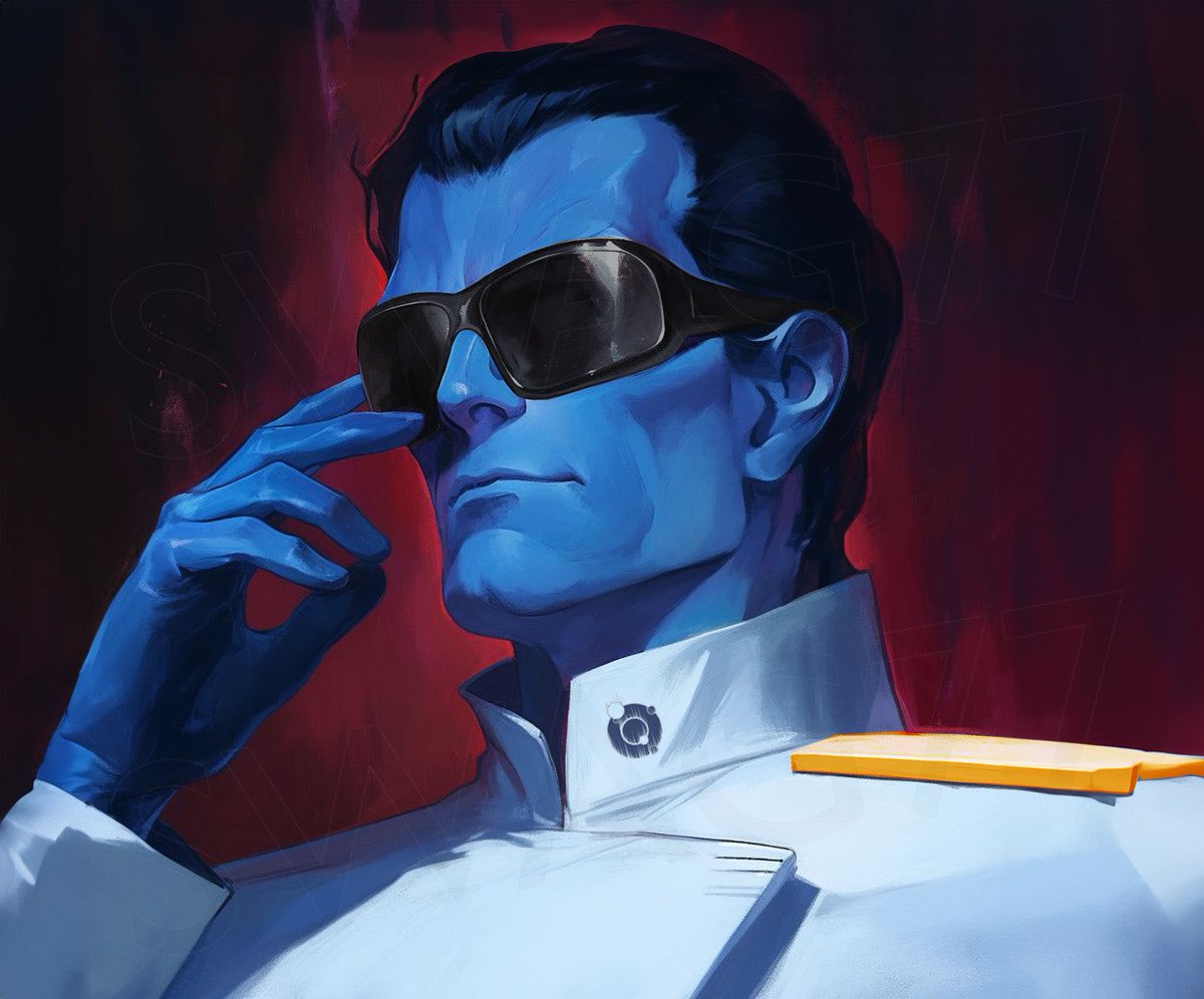 AdmiralThrawn77's tweet photo. They call this with my stunna shades on. 

#StarWars #thrawn #grandadmiralthrawn #thrawnthursday #parody #aiimage #midjourney #photoshop #artbypm https://t.co/wdU2hBd3Dd