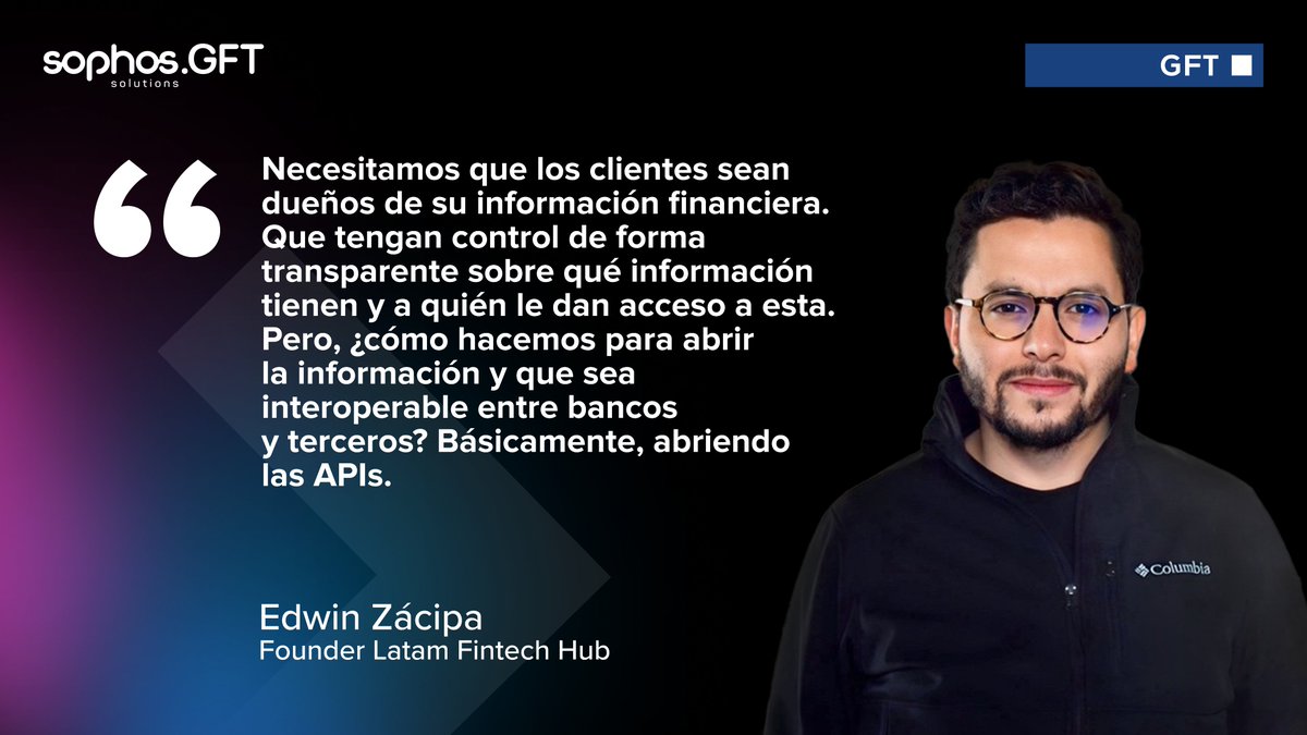 gft_latam's tweet image. En nuestro #LearningSummit más reciente estuvimos con Edwin Zácipa, experto destacado en el ecosistema Fintech, para hablarnos sobre el Open Finance en Colombia y todas las oportunidades que vienen alrededor de este nuevo sistema para administrar y compartir datos financieros.