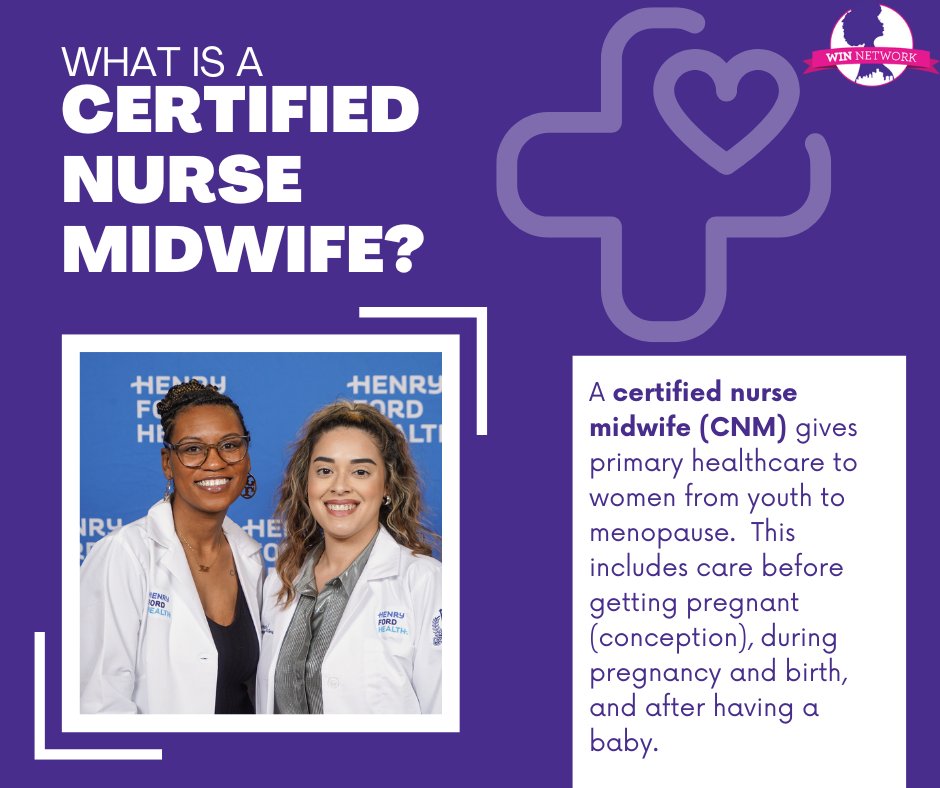 WINNDetroit's tweet image. Certified Nurse Midwives are a key feature of WIN Network's group prenatal care program. Look at the following graphics and our Ask Winnie (link in bio) to learn more about them!
#winnetwork #winndetroit #midwife #certifiednursemidwife