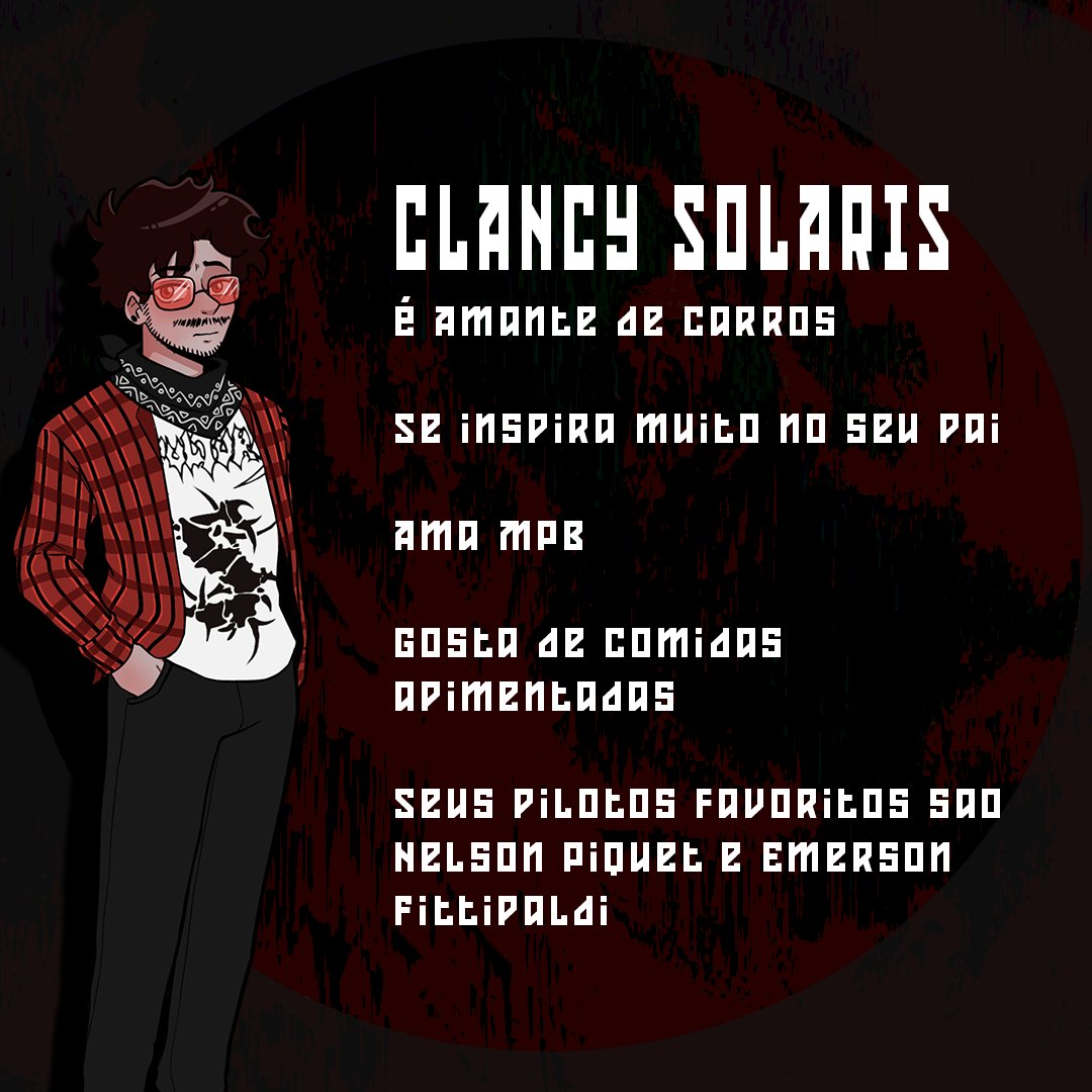 CONHEÇA NOSSOS HEROIS

Clancy é um Amante de Carros e MPB

Clancy sera interpretado por <a href="/Guilher87131097/">guizo</a>, conheça os demais herois em Contos Da Verdade Cataclisma, domingo as 19 horas

Artes: <a href="/Llim_3my/">Llim_3my</a>