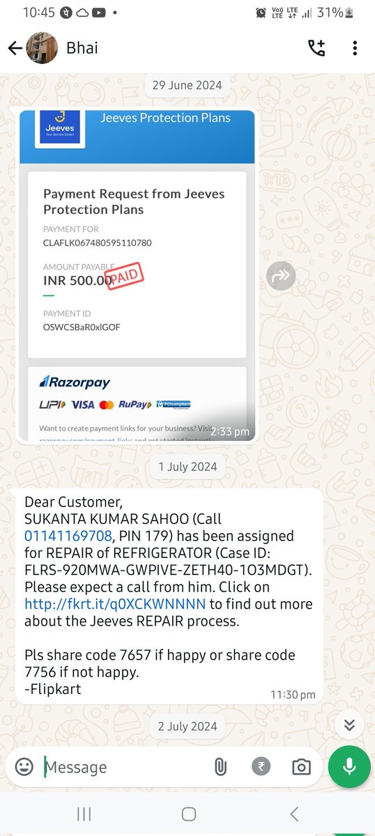 adarshpradhan59's tweet photo. More than a month but the issue not yet resolved from your side, even after site visit by Jeeves Protection plan. @Flipkart @flipkartsupport 
Very casual response. https://t.co/qPGgc4XAK6
