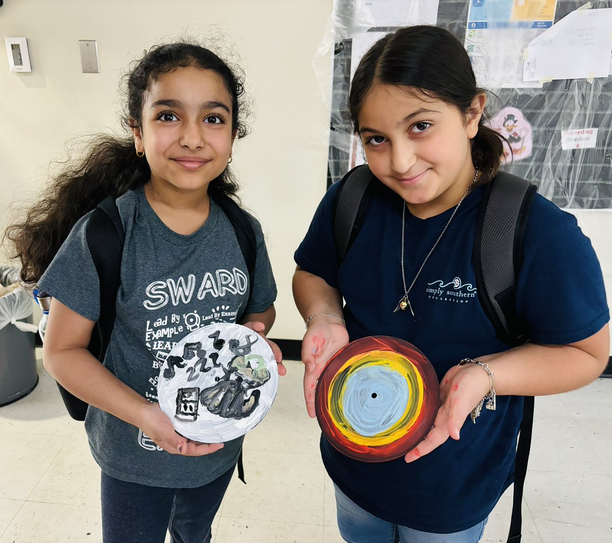 BarbRickerCov's tweet photo. We ended summer school with painting our own records…. Learning about the 50s, 60s, 70s &amp; 80s is a wrap!  #d123 https://t.co/qu19qnOK9T