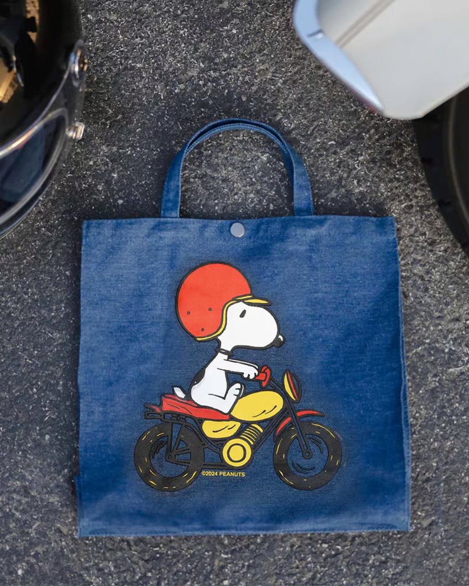 snoomfies's tweet photo. Snoopy Item of The Day: Snoopy Easy Rider Market Tote Bag from Three Potato Four https://t.co/AQ70gJmMhR