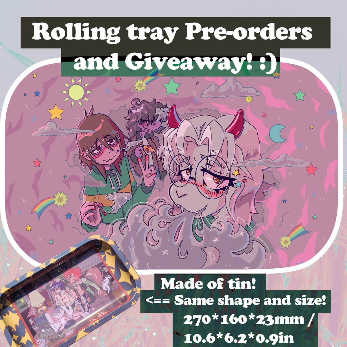 BRAIN_D0G's tweet photo. 🥬🔥ROLLING TRAY PREORDER &amp; GIVEAWAY🔥🥬
☁️☁️
7️⃣0️⃣💲USD total with shipping (free if u win)!
🔟.6️⃣X6️⃣.2️⃣in!
RT+Follow to enter!
US shipping only
Made of tin!
If you order but win your tray is totally free!
Raffle ends 7️⃣/2️⃣7️⃣
⏬Order form below⏬ https://t.co/uK6QWNP87o