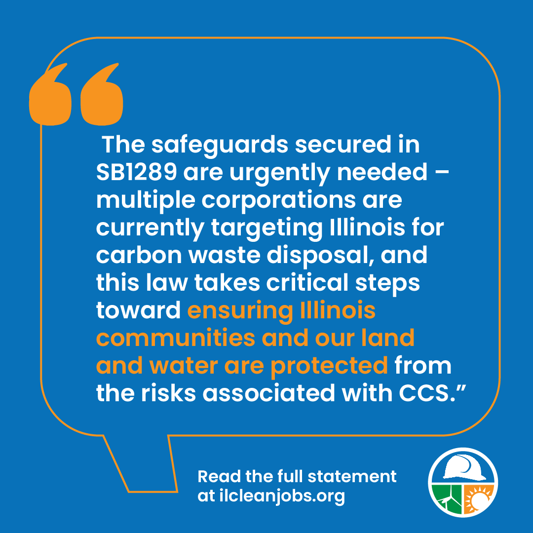 ILCleanJobs's tweet photo. NEW: @GovPritzker signed the CCS protections bill into law! IL now has some of the strongest carbon capture and sequestration protections in the US. Thank you to the Governor, @SenatorFine, @RepAnnWilliams, &amp; countless organizations for making this happen! https://t.co/yiOM374VRK https://t.co/KkErxTUxJf