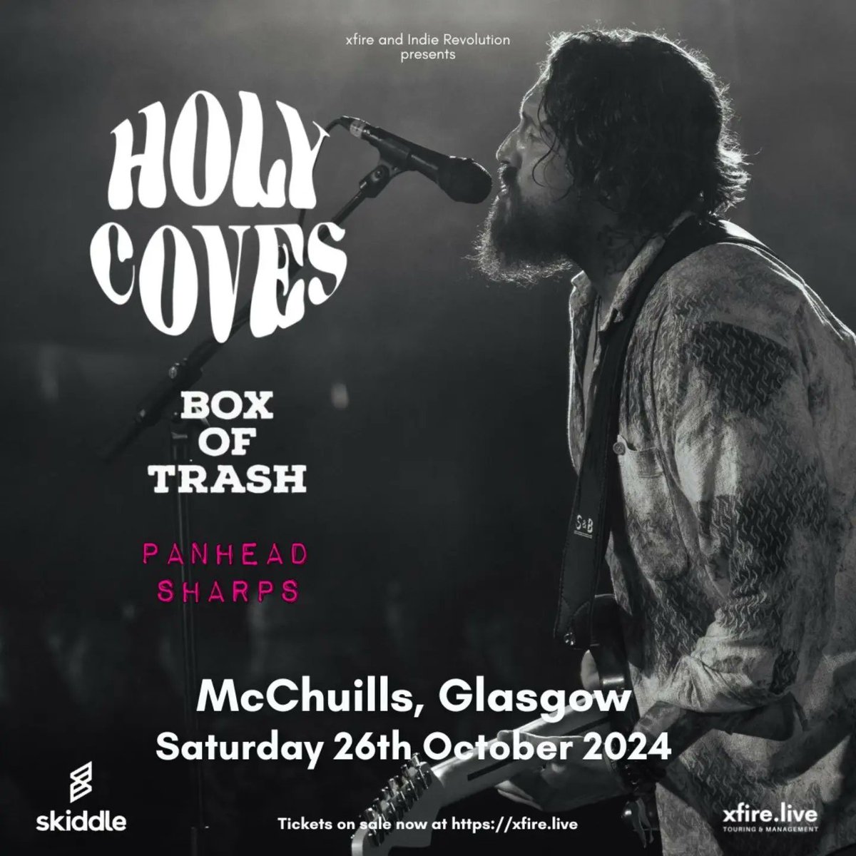 Holy Coves (@holycovesband) on Twitter photo ‼️🏴 SCOTLAND 🏴‼️
‼️🏴 EDINBURGH 🏴‼️
‼️🏴 GLASGOW 🏴‼️
We're coming back to see you in October! 🤟
Fri 25th Oct <a href="/sneakypetesclub/">Sneaky Pete's</a>
Support
<a href="/TheCastros_____/">The Castros</a>
<a href="/EH52_Broxburn/">EH52</a>
Sat 26th Oct @McChuillsBar
Support
<a href="/boxoftrashmusic/">Box Of Trash</a>
<a href="/PanheadSharps/">Panhead Sharps</a>
TICKETS 👇
linktr.ee/HolyCoves ‼️🏴 SCOTLAND 🏴‼️
‼️🏴 EDINBURGH 🏴‼️
‼️🏴 GLASGOW 🏴‼️
We're coming back to see you in October! 🤟
Fri 25th Oct <a href="/sneakypetesclub/">Sneaky Pete's</a>
Support
<a href="/TheCastros_____/">The Castros</a>
<a href="/EH52_Broxburn/">EH52</a>
Sat 26th Oct @McChuillsBar
Support
<a href="/boxoftrashmusic/">Box Of Trash</a>
<a href="/PanheadSharps/">Panhead Sharps</a>
TICKETS 👇
linktr.ee/HolyCoves