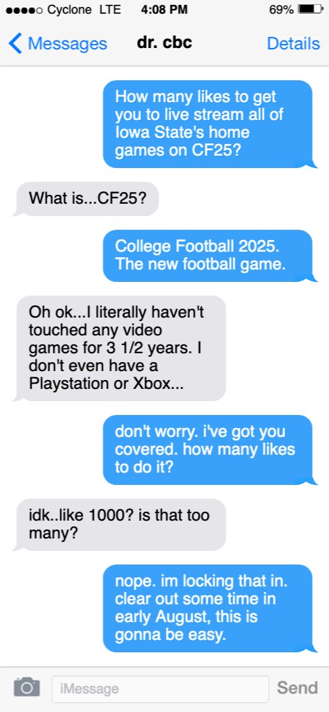 please make this happen. i need this in my life. only 1000 likes to make Carichner do a live stream...