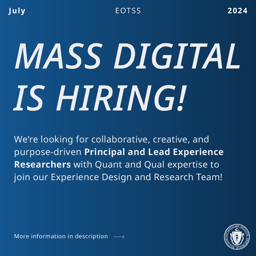 We’re looking for Principal and Lead Experience Researchers with Quant and Qual expertise to join our Experience Design and Research Team to help us deliver accessible, seamless, simple, and secure digitally enabled experiences. Learn more:  ow.ly/5VIP50SFu1o