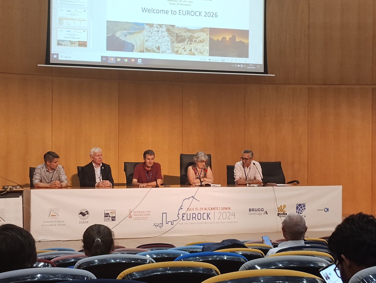 Hoy se ha clausurado eL <a href="/eurock2024/">Eurock2024</a>. Gran trabajo de nuestros compañeros de <a href="/dic_ua/">dic | Ingeniería Civil UA</a>. Ya estamos espectantes para lo que nos traerá el Eurock2025 en Trondheim. ¡Abierto el periodo de envío de resúmenes hasta el 01/08/2024!
Toda la info en: eurock2025.com y <a href="/IntSocRockMec/">ISRM</a>
