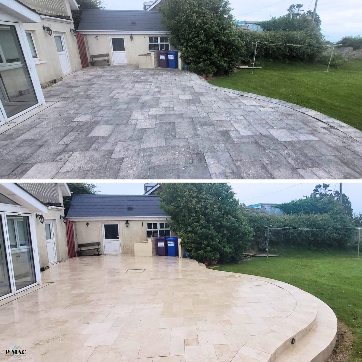 pmacdublin's tweet image. #TransformationThursday
What an impressive transformation! Lee and Shane, from our facades team, truly outdid themselves in restoring this outdoor natural stone patio and walkway to its former glory. 
(01) 4733666
pmac.ie
info@pmac.ie
#facades #restoration #patio