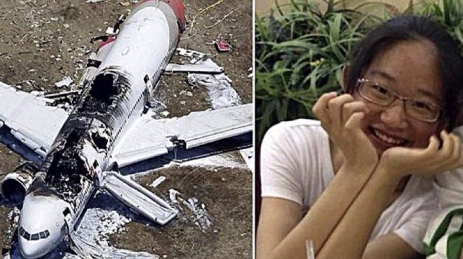 MorbidKnowledge's tweet photo. The most unfortunate ways people have lost their lives. 

A thread 🧵 

1. In 2013, Ye Mengyuan, a 16-year-old girl, managed to survive the crash of Asiana Flight 214 in San Francisco. However, she was later fatally struck by a fire truck responding to the accident. https://t.co/MdUDlXUOsM