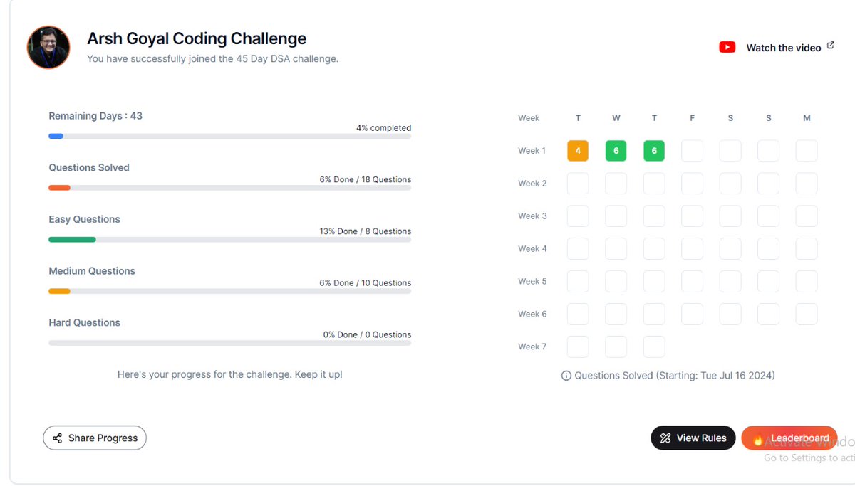 Shwetas_2710's tweet image. Hii Everyone,
Day 3 of #CrackYourPlacement #CrackYourInternship DSA challenge by @arsh_goyal
Solved 6 questions...
See you tomorrow!!!✨