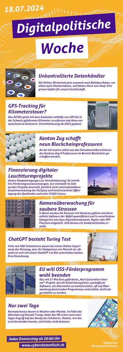 Der Digitalpolitische Wochenrückblick.
Mit Beiträgen von/mit:
<a href="/SebMeineck/">Sebastian Meineck</a>  <a href="/roofjoke/">Ingo Dachwitz (inactive, find me on Mastodon)</a> <a href="/ste_lanz/">Stefan Lanz</a> <a href="/ruth_fulterer/">Ruth Fulterer</a> <a href="/Ben_Wie1/">Benni Wieland</a> <a href="/zarasophos/">Maximilian Henning - on Mastodon / Bluesky</a> 
#Überwachung #GPS #Blockchain #ChatGPT #Trump 
#FLOSS #FBI