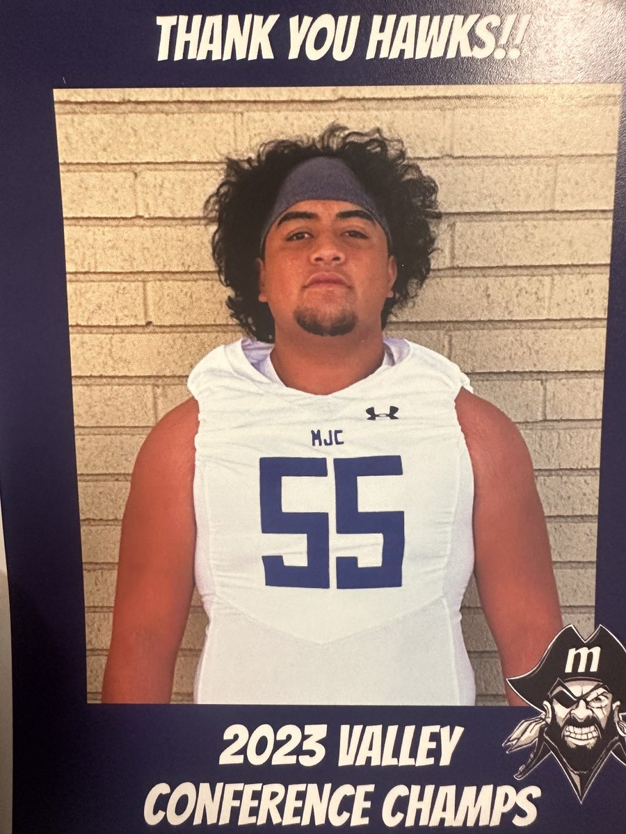 RadoFootball's tweet photo. It’s always an honor to see former plays continue to play when they leave Silverado. Andrew we would like to thank you for your great years here. @MJCFootball @AndrewEna54 #AllCIF https://t.co/d7cV71OwYn