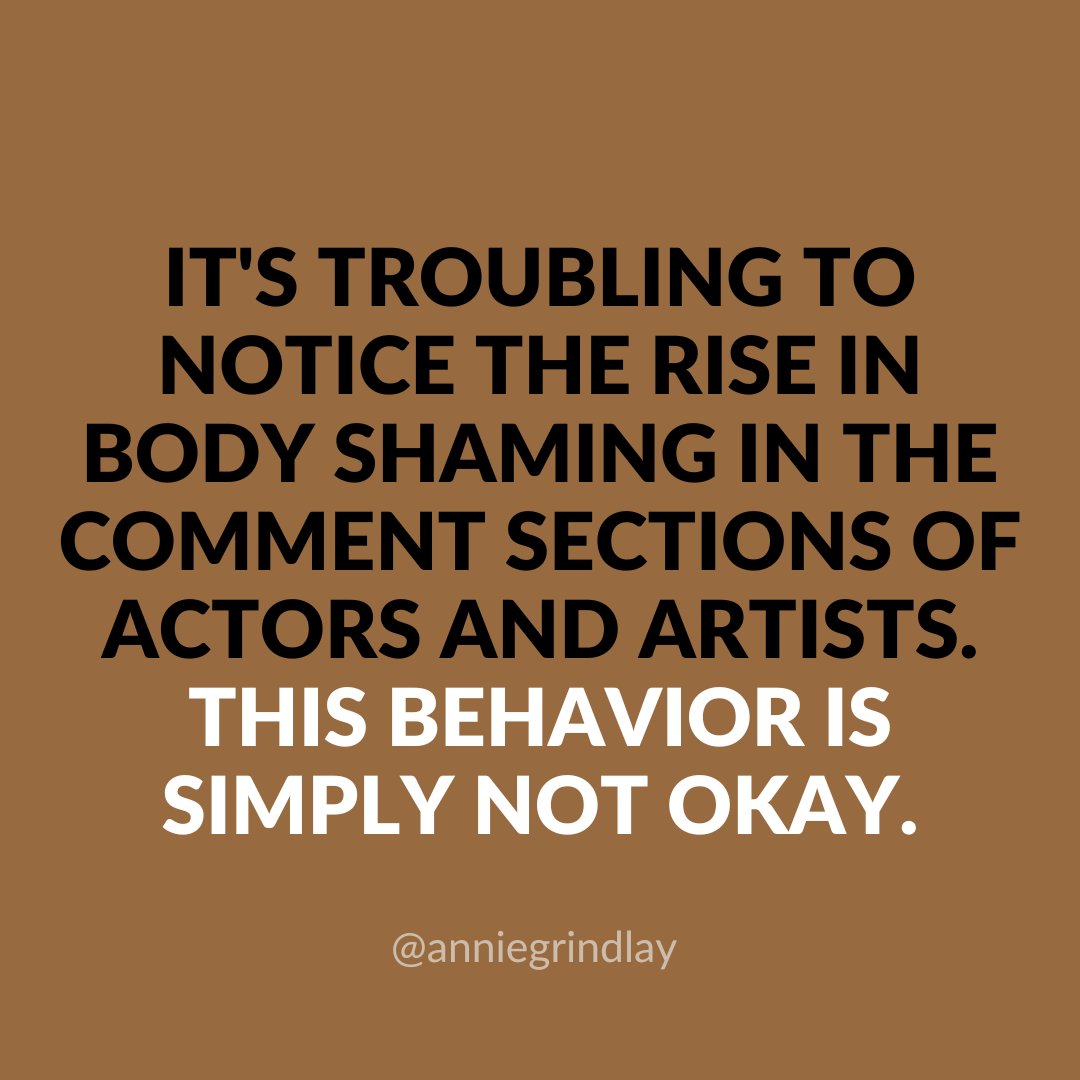 AnnieGrindlay's tweet image. This seems to be becoming more prevalent recently. Do you agree? What do you think contributes to the increase in online body shaming comments? 

 #actingschool #actingaudition #actingtips #actingclass