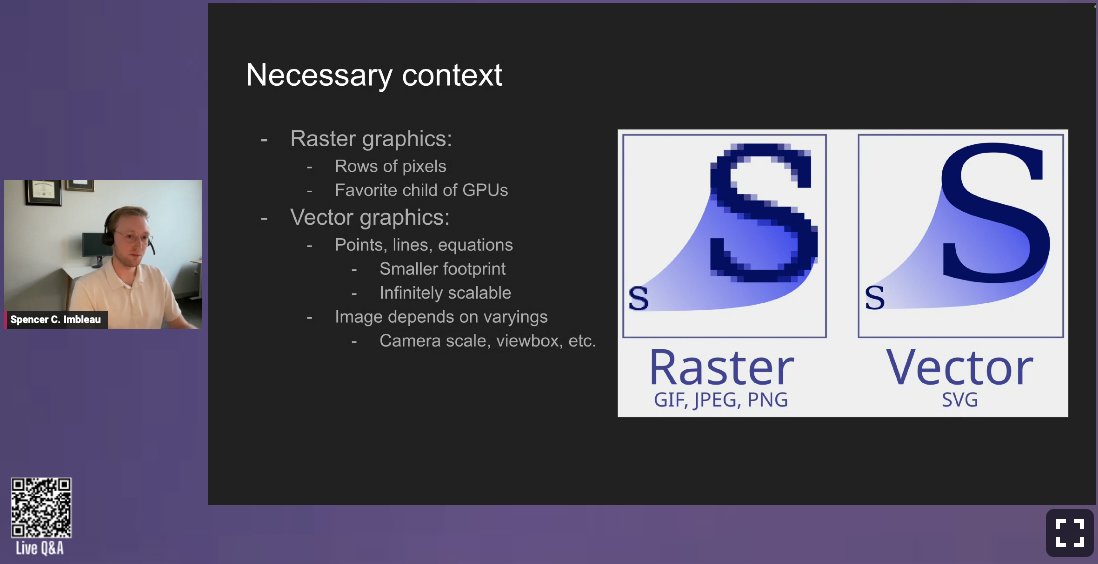 Extrawurst's tweet image. Ever wondered how to render vector graphics efficiently in a #gameengine ? Spencer is live and talking about how to do it in @BevyEngine using his crate bevy_vello: youtube.com/watch?v=pyyTRO… #rustlang #gamedev 🦀🎮