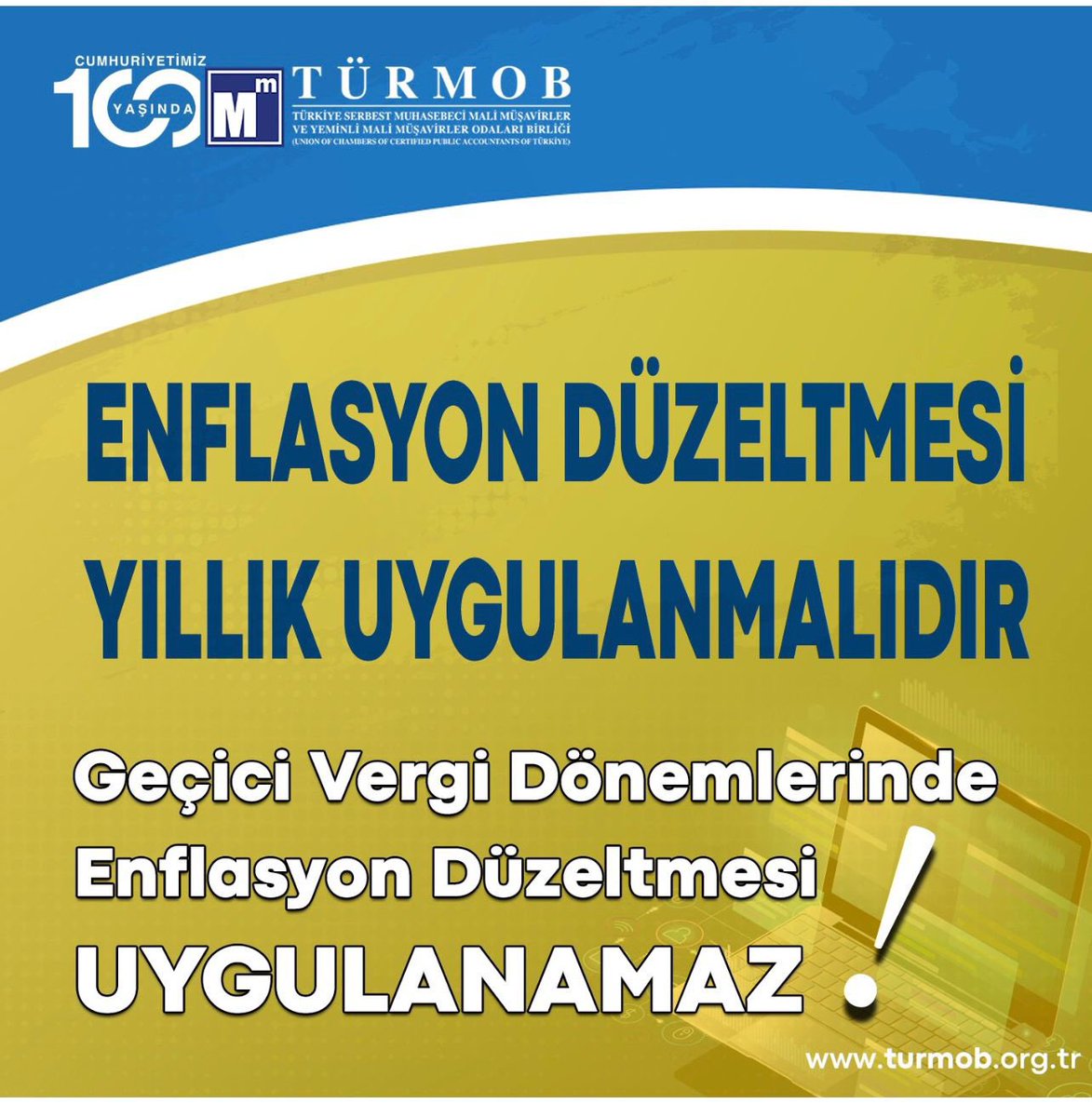 #EnflasyonMuhabesi Enflasyon düzeltmesinin geçici vergi dönemlerinde uygulanması yanlıştır. Yanlıştan dönün.