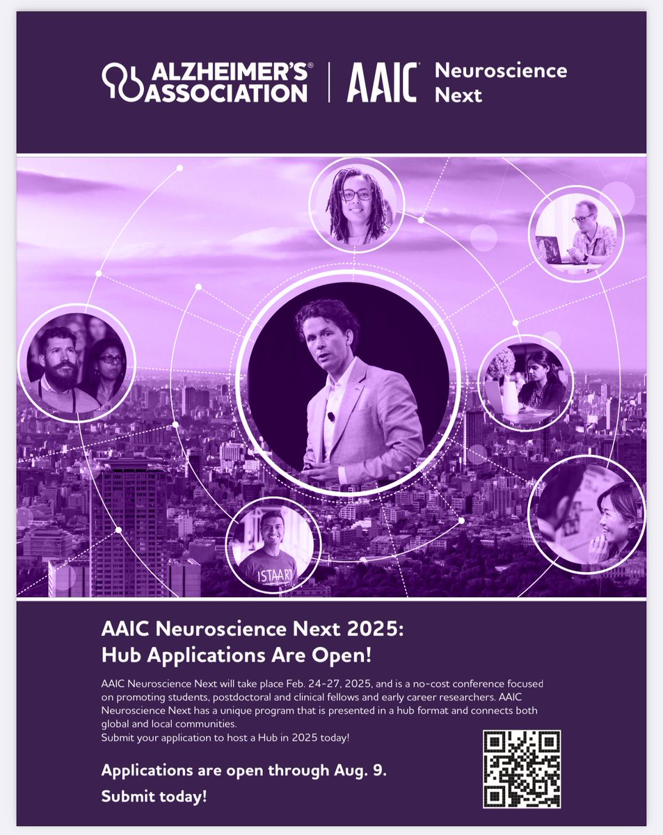 Following the success of AAIC Neuroscience Next this year, we are happy to announce that applications to host a #AAICNeuro Hub in February 2025 are open. 

Link for application: alz.surveymonkey.com/r/22PNTTH

Deadline: August 9, 2024.