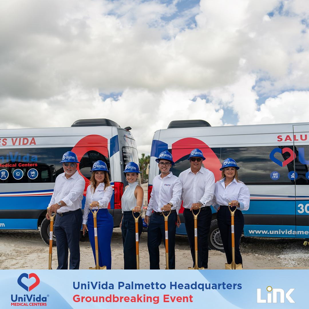 LinkConstGroup's tweet photo. Amazing turnout at the UniVida Palmetto HQ Groundbreaking! 🎉 Link Construction, UniVida, Javier Romero, and Don Francisco joined us. Excited to bring healthcare and jobs to our community! 🚀 #LinkConstructionGroup #UniVida #CommunityGrowth #Healthcare #JobCreation https://t.co/EzaKRtHrv2