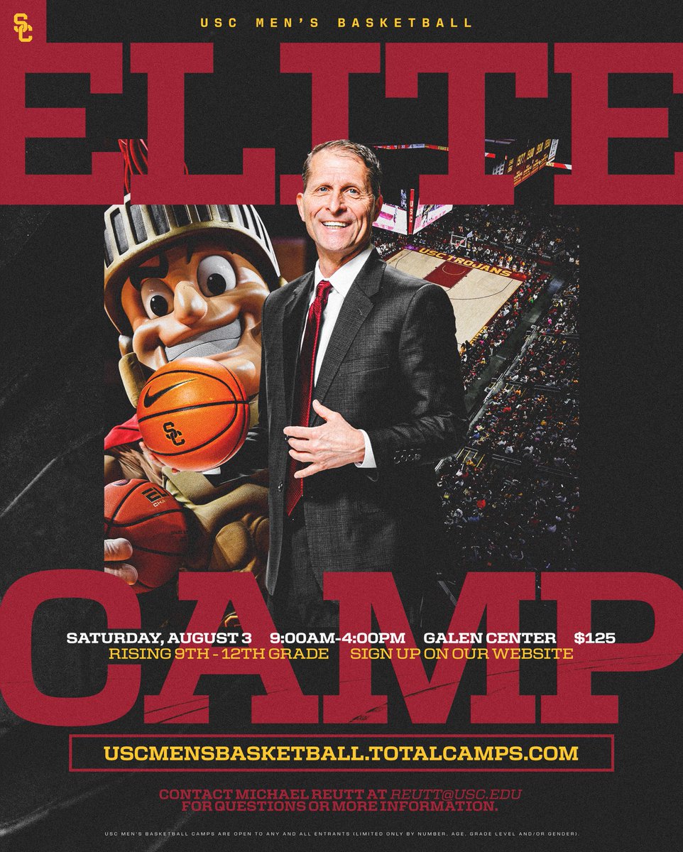 The ELITE, best of the best, train at USC. 

Sign-up here: uscmensbasketball.totalcamps.com

Camp info ⤵️