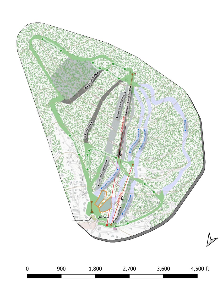 GlobalSkiAtlas's tweet photo. 10 of 6131: not satisfied with the way the trees 🌲 took too much attention so modified the #qgis for and made Timberline Mountain https://t.co/m4rLoQwOy6