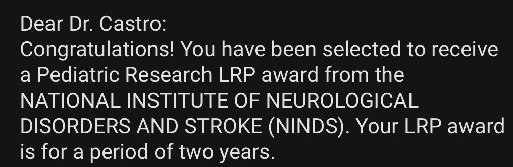 vlcsci's tweet image. What a blessing to receive the @NIH_NINDS @NIH_LRP 🙏🏼🎉 This amazing award will pay back student loans incurred during my undergrad and PhD! So grateful to the @NIH, my #DSPAN network, and mentors for their advice and support. Happy to help those interested in applying!