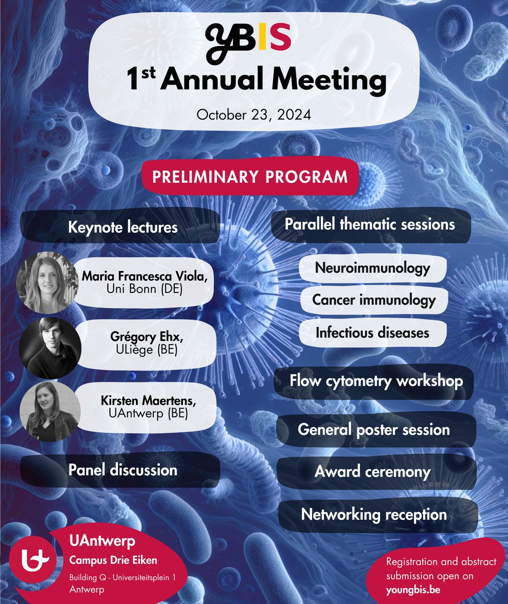 Exciting news 🥳Registrations and abstract submission are now open for #yBIS2024 📢 This year, our highlighted topics are #Neuroimmunology, #CancerImmunology, and #InfectiousDiseases 🦠Registration and abstract submission links below 👇
@y_EFIS