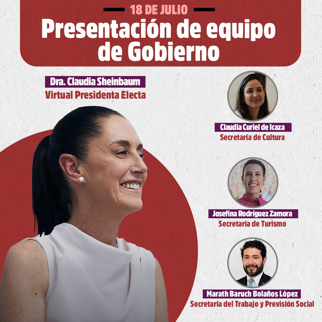DfensorDPueblo's tweet photo. Estas son las nuevas personas que se integrarán al futuro gabinete de nuestra próxima presidenta, la Dra. @Claudiashein. 🇲🇽

¡Cuéntanos tu opinión! 💬 https://t.co/gHMEnr0v3q