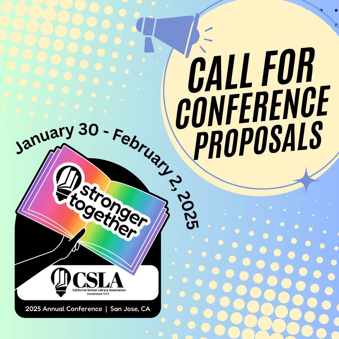CSLA (@4csla) on Twitter photo CSLA seeks presentation proposals for the CSLA annual conference from Jan 30-Feb 2, 2025 at the San Jose Signia Hotel. 
The first deadline for proposal submissions is midnight, Aug 30.
To learn more and submit a proposal, see link in profile.
#schoollibraries #CALibraries CSLA seeks presentation proposals for the CSLA annual conference from Jan 30-Feb 2, 2025 at the San Jose Signia Hotel. 
The first deadline for proposal submissions is midnight, Aug 30.
To learn more and submit a proposal, see link in profile.
#schoollibraries #CALibraries