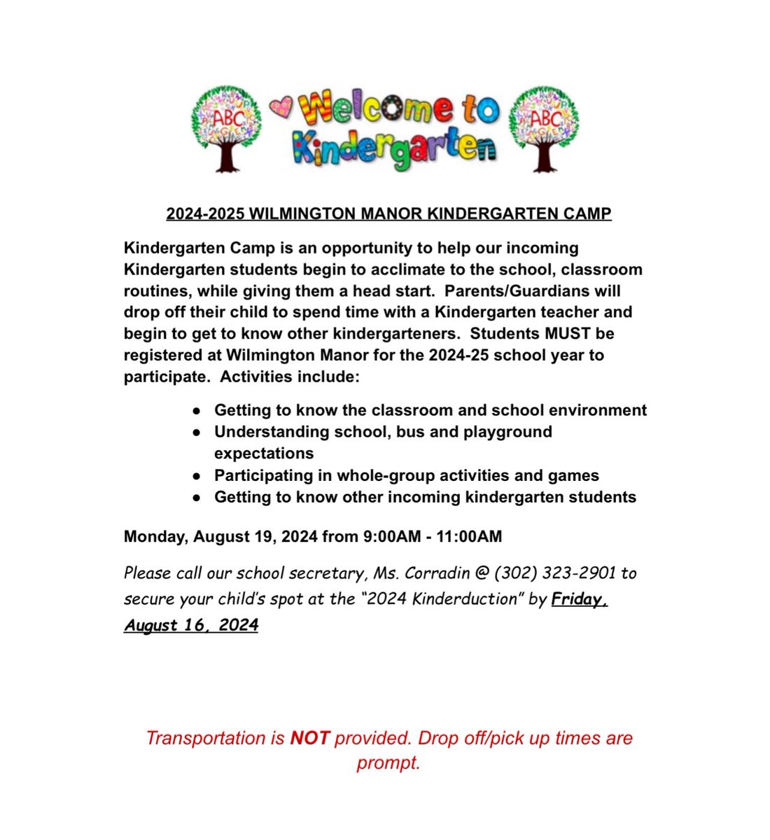 WManorCSD's tweet photo. Kindergarten Camp information for incoming Kindergarteners https://t.co/98sAr9T9VM