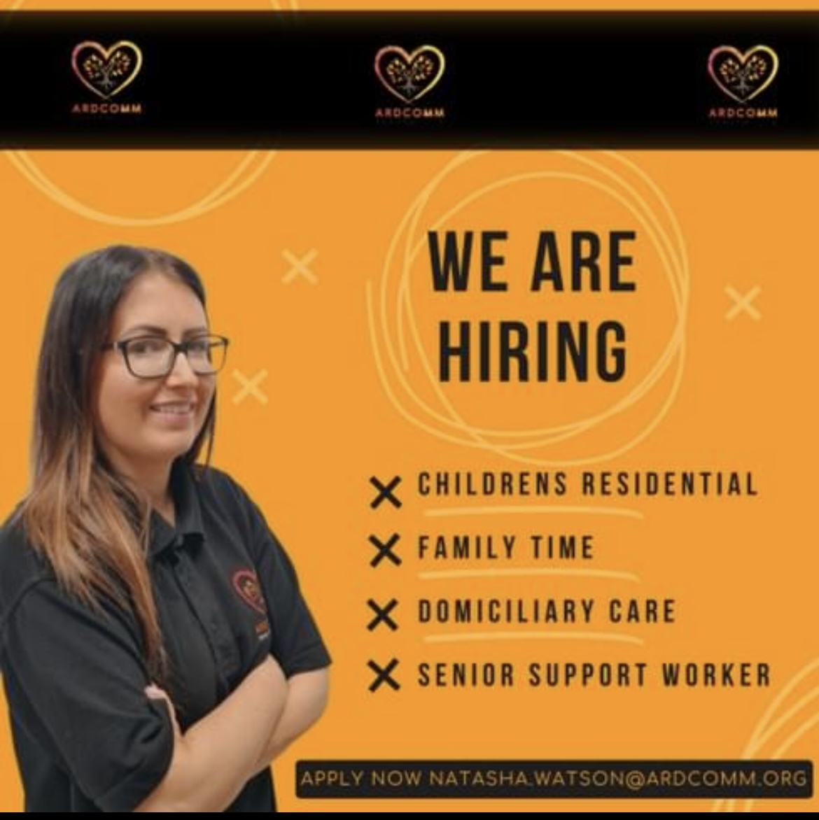 Are you ready to be part of something extraordinary?

Ardcomm is seeking passionate individuals to join our teams 🧡

#jobseekers  #nowhiring
#CareerOpportunities 
#JoinOurTeam 
#familytime  #residential 
#care   #socialcare