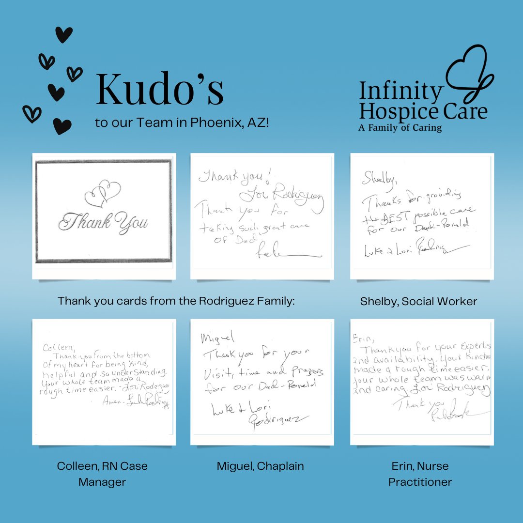 Words of affirmation: "Thank you for taking such great care of Dad," is part of what continues to drive our team to provide dignified and compassionate care to persons and their families who are experiencing a life-limiting illness. Kudos to our team in Phoenix, AZ!