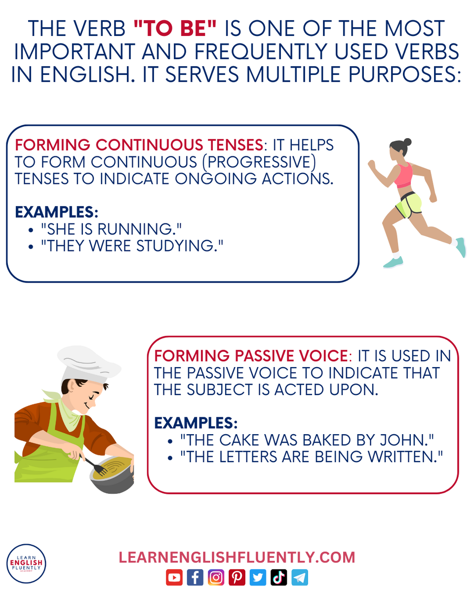 LearnEnglishFlu's tweet photo. Unlock the secrets of the verb "to be" in English! 🌟 It’s one of the most important verbs in English, serving multiple purposes.
📚💡 Can you create a sentence using the verb "to be"? Post it in the comments! 👇
#LearnEnglish #EnglishGrammar #VerbToBe #EnglishLearning #English https://t.co/GDcfQgcha8