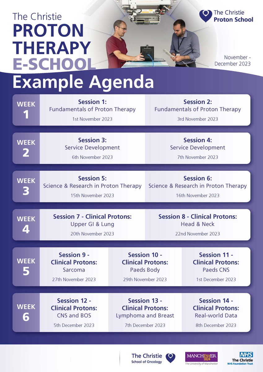 CICEManchester's tweet photo. Don't miss out on The Christie Proton Therapy e-School - the ultimate online learning experience for all things Proton Therapy!
Secure your spot now! 👉https://t.co/zlQHfYyheK
#ProtonTherapy #eSchool #TheChristie https://t.co/VPJwWmXMbh