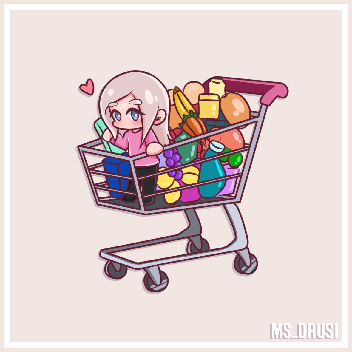 Dibujito de Biyis en el supermercado 💜✨️🛒