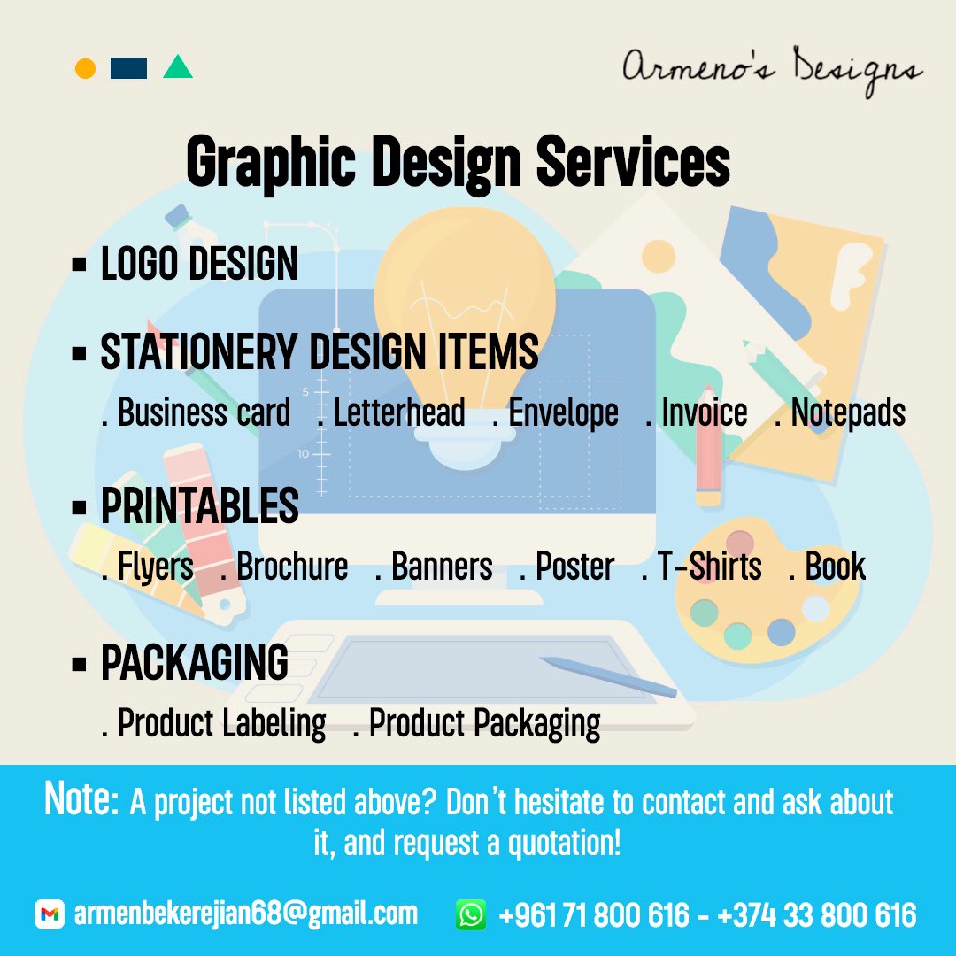 Armenoo_11's tweet photo. Welcome to my graphic design service! I craft custom logos, branding, and marketing materials to elevate your brand and captivate your audience. Let me bring your vision to life with visually compelling designs tailored to your needs. 

#GraphicDesign #Graphicdesigner #Branding https://t.co/o7Z9w8L5RT