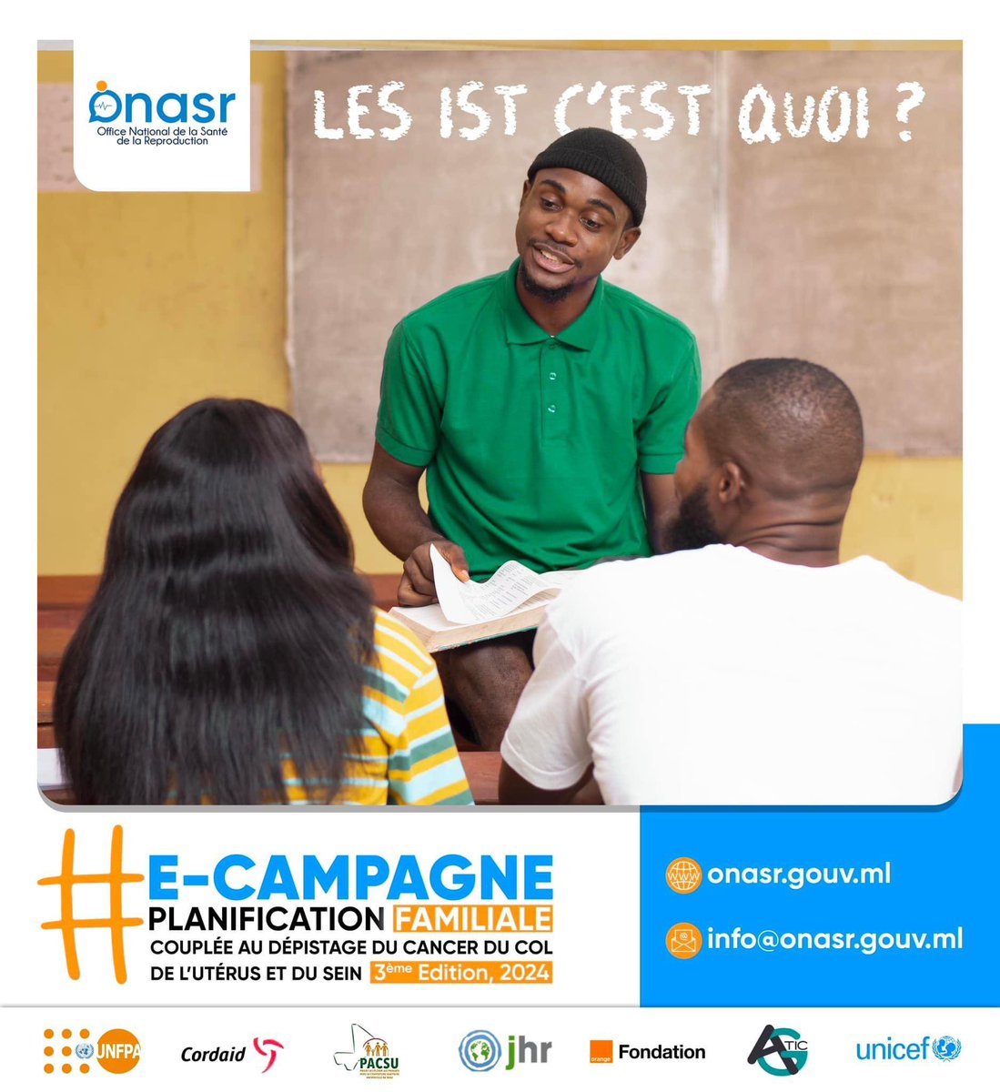 📢 Chers jeunes, prenez soin de votre santé! 
 
Les IST sont des infections qui se transmettent lors de rapports sexuels non protégés. Elles peuvent causer des problèmes de santé graves si elles ne sont pas traitées.
 
Comment les éviter ?

#ECAMPAGNE2024
#ONASr
