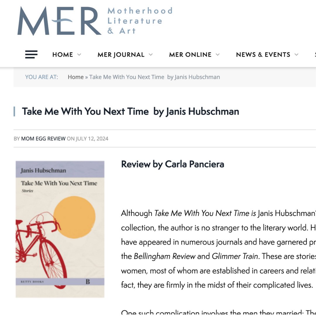 "Hubschman employs a dark wit whose source is the same source of all effective humor: the truth." Read this great review of TAKE ME WITH YOU NEXT TIME from <a href="/MERliterary/">MER - Mom Egg Review</a>. merliterary.com/2024/07/12/tak…

#shortstorycollection #forthcomingbooks #bookreview #smallpressbooks #newbooks