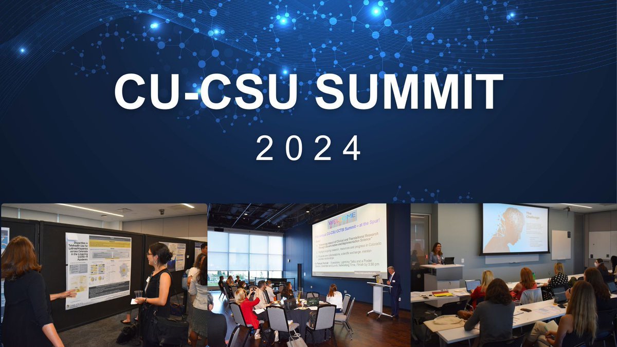CCTSI (@cctsi) on Twitter photo ✨ Does your research feature Artificial Intelligence related to medicine, healthcare, bioscience, or informatics? Register for the CU-CSU Summit poster session! buff.ly/3WjBYDD
📆 Event Date: 8/13/24
<a href="/ResearchCSU/">Colorado State University Research</a>, <a href="/InnovateCUBldr/">CU Boulder Innovation & Entrepreneurship Init.</a>, <a href="/CUHealthAI/">Center for Health AI @ CU Anschutz</a> ✨ Does your research feature Artificial Intelligence related to medicine, healthcare, bioscience, or informatics? Register for the CU-CSU Summit poster session! buff.ly/3WjBYDD
📆 Event Date: 8/13/24
<a href="/ResearchCSU/">Colorado State University Research</a>, <a href="/InnovateCUBldr/">CU Boulder Innovation & Entrepreneurship Init.</a>, <a href="/CUHealthAI/">Center for Health AI @ CU Anschutz</a>
