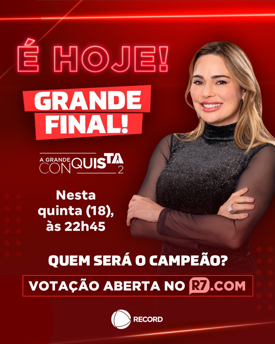 agconquista's tweet image. É HOJE! 🤩 Chegou o tão aguardado dia da grande final de A Grande Conquista 2, e você escolhe quem será o campeão e levará o prêmio de 1 milhão de reais para casa 🤑 Tá esperando o quê? Vote agora no R7.com 💥

Assine o #PlayPlus e tenha acesso à transmissão 24