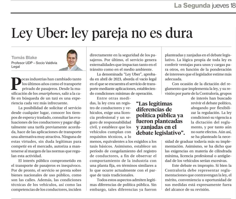 tomasblakeb's tweet photo. Comparto mi columna de hoy en LS sobre la Ley Uber y su discusión en la Contraloría https://t.co/ffKh004i3u